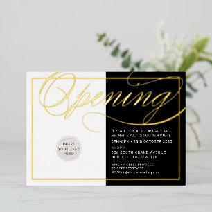 GRAND OPENING modern logo eenvoudig zwart goud Folie Uitnodiging