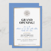 GRAND OPENING modern minimal logo korenbloem blauw Kaart (Voorkant / Achterkant)