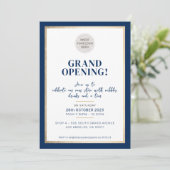 GRAND OPENING modern minimal logo store navy gold Kaart (Staand voorkant)