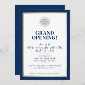 GRAND OPENING modern minimal logo store navy gold Kaart (Voorkant / Achterkant)