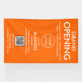 Grand Opening Modern Oranje Zakelijk Logo QR Code Spandoek (Horizontaal)