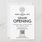Grand Opening Modern White Business Logo QR-code Kaart (Voorkant)