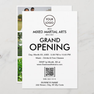 Grand Opening Modern White Business Logo QR-code Kaart