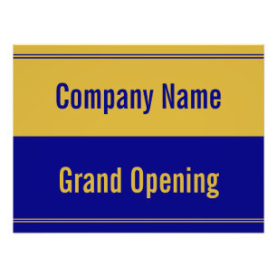 Grand Opening Navy Blue and Gold Company Name Foto Afdruk