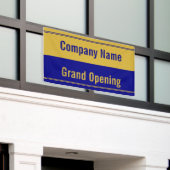 Grand Opening Navy Blue and Gold Company Name Spandoek (Buitenkant Gebouw)