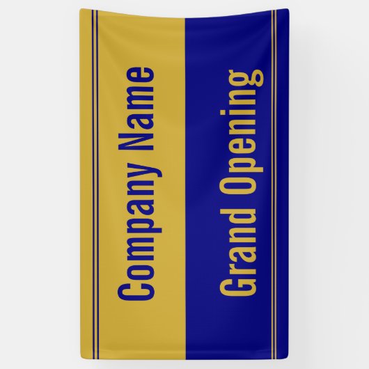 Grand Opening Navy Blue and Gold Company Name Spandoek (Verticaal)
