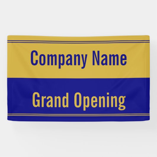 Grand Opening Navy Blue and Gold Company Name Spandoek (Horizontaal)