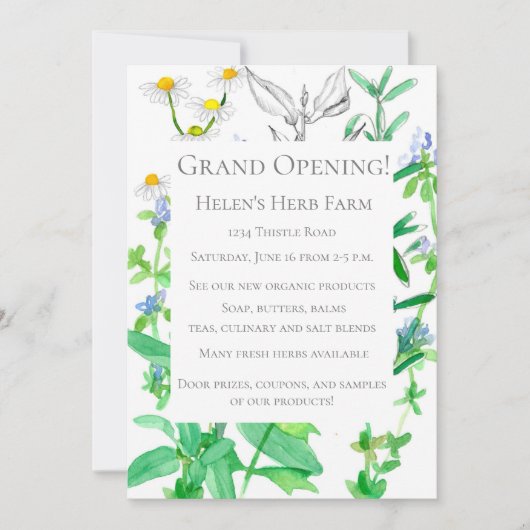 Grand Opening New Business Herb Boerderij Kaart (Voorkant)