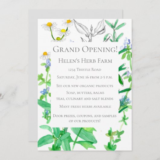 Grand Opening New Business Herb Boerderij Kaart (Voorkant / Achterkant)