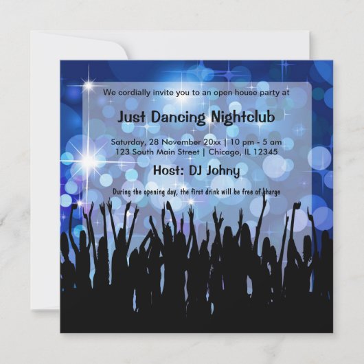 Grand Opening NightClub Kaart (Voorkant)