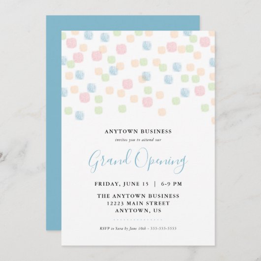 Grand Opening Pastel Confetti Kaart (Voorkant / Achterkant)