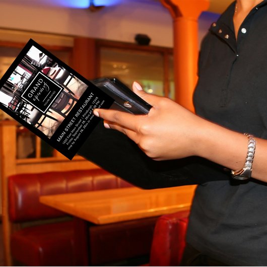 Grand Opening Photo Black and White Restaurant Kaart