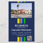Grand Opening Photo Stripes QR Code Blauw Flyer (Voorkant)