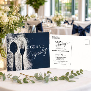 Grand Opening Restaurant Witte Poedersuiker Uitnodiging Briefkaart