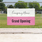 Grand Opening Roze Zwart Wit Bedrijfsnaam Script Spandoek (Insitu)