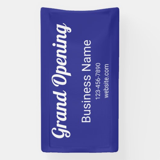 Grand Opening Script Bedrijfsnaam Telefoon No. Blu Spandoek (Verticaal)