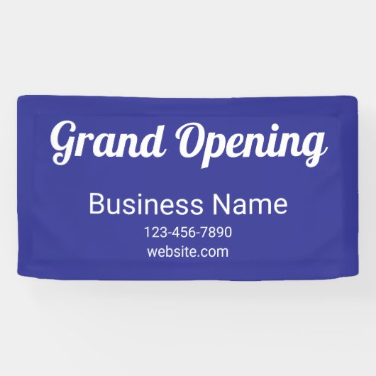 Grand Opening Script Bedrijfsnaam Telefoon No. Blu Spandoek (Horizontaal)
