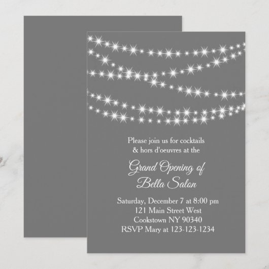Grand Opening Twinkle Lights grijs Kaart (Voorkant / Achterkant)