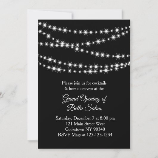 Grand Opening Twinkle Lights zwart Kaart (Voorkant)
