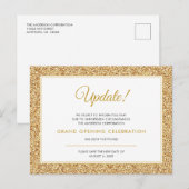 Grand Opening Update geannuleerd Gold Glitter Briefkaart (Voorkant / Achterkant)