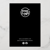 Grand Opening Zakelijk Logo Zwart Minimalist Folie Uitnodiging (Achterkant)