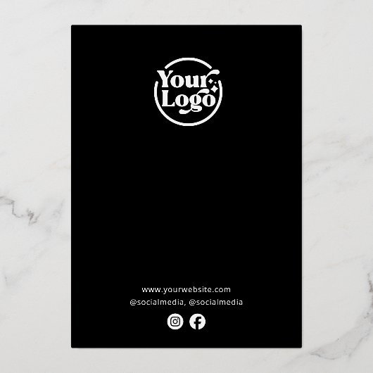 Grand Opening Zakelijk Logo Zwart Minimalist Folie Uitnodiging (Achterkant)