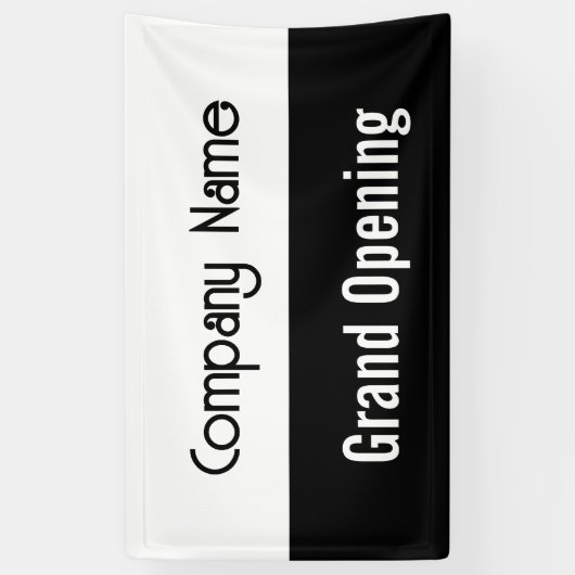 Grand Opening Zwart Wit Bedrijfsnaam Sjabloon Spandoek (Verticaal)