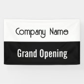 Grand Opening Zwart Wit Bedrijfsnaam Sjabloon Spandoek (Horizontaal)