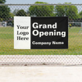 Grand Opening Zwart-wit Business Logo & Naam Spandoek (Insitu)