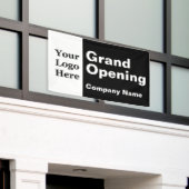 Grand Opening Zwart-wit Business Logo & Naam Spandoek (Buitenkant Gebouw)