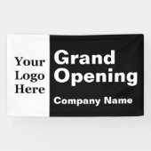 Grand Opening Zwart-wit Business Logo & Naam Spandoek (Horizontaal)