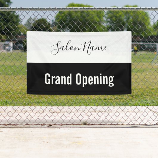 Grand Opening Zwart-wit Script Beauty Salon Spandoek (Insitu)