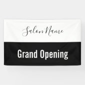 Grand Opening Zwart-wit Script Beauty Salon Spandoek (Horizontaal)