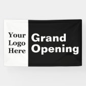 Grand Opening Zwart-wit Uw Logo Business Spandoek (Horizontaal)