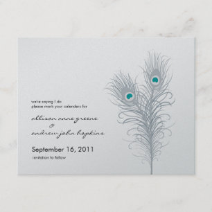 Grand Peacock Metallic Silver/Blauwgroen sparen de Save The Date