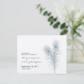Grand Peacock Metallic Silver/Blauwgroen sparen de Save The Date (Staand voorkant)