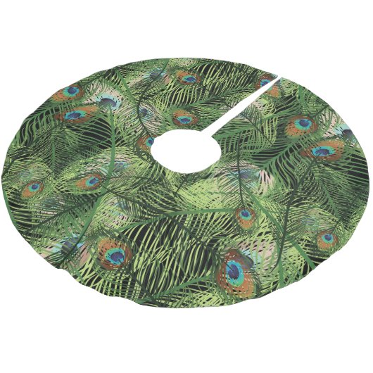 Grand Peacock Plumage Pattern Kerstboom Rok (Gekanteld)