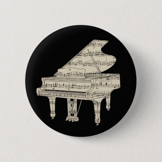 Grand Piano and Music Notes Button (Voorkant)