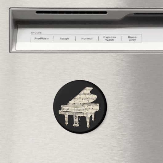 Grand Piano and Music Notes Magneet (Insitu (Vaatwasser))