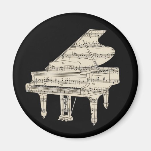 Grand Piano and Music Notes Magneet (Voorkant)