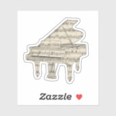 Grand Piano and Music Notes Sticker (Vel)