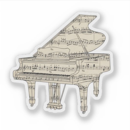 Grand Piano and Music Notes Sticker (Voorkant)
