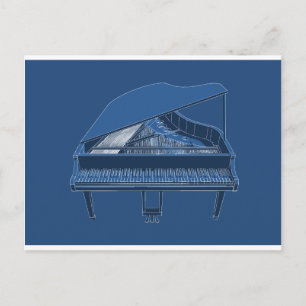 Grand Piano: Blauwdruk verven: Briefkaart