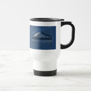 Grand Piano: Blauwdruk verven: Travel Mug Reisbeker