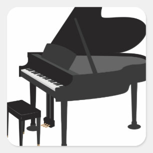 Grand Piano Drawing Vierkante Sticker
