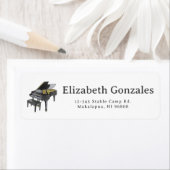 Grand Piano Elegant Watercolor Illustration Etiket (Insitu)