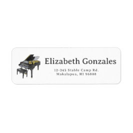 Grand Piano Elegant Watercolor Illustration Etiket