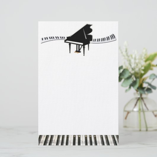 Grand Piano en Keyboard Briefpapier (Staand voorkant)