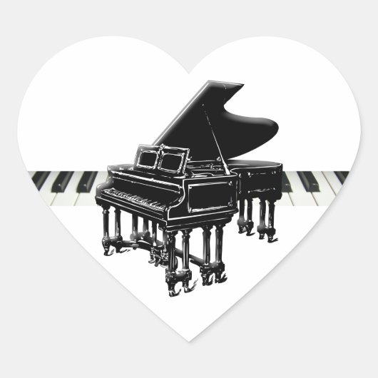 Grand Piano en Keyboard Hart Sticker (Voorkant)