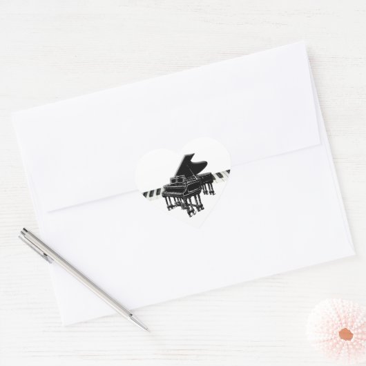 Grand Piano en Keyboard Hart Sticker (Envelop)